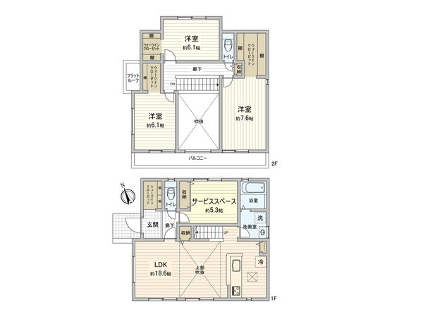 港南区芹が谷3丁目 新築戸建 1号棟 間取図(平面図) 港南区芹が谷3丁目 新築戸建 1号棟 間取図(平面図)