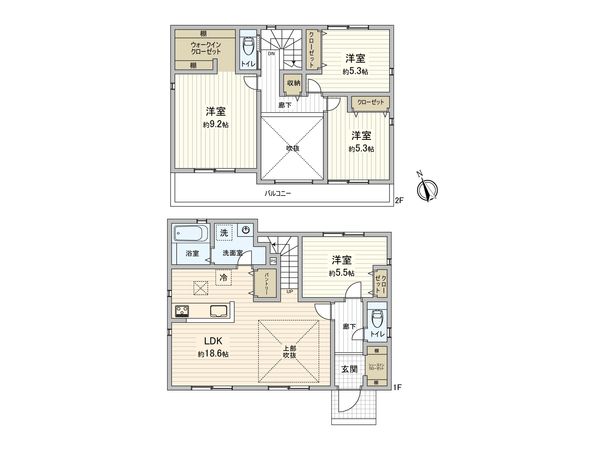 港南区芹が谷3丁目 新築戸建 2号棟 間取図(平面図) 港南区芹が谷3丁目 新築戸建 2号棟 間取図(平面図)
