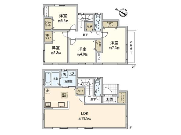 磯子区森が丘1丁目 新築戸建 C号棟 間取図(平面図) 間取図(平面図)