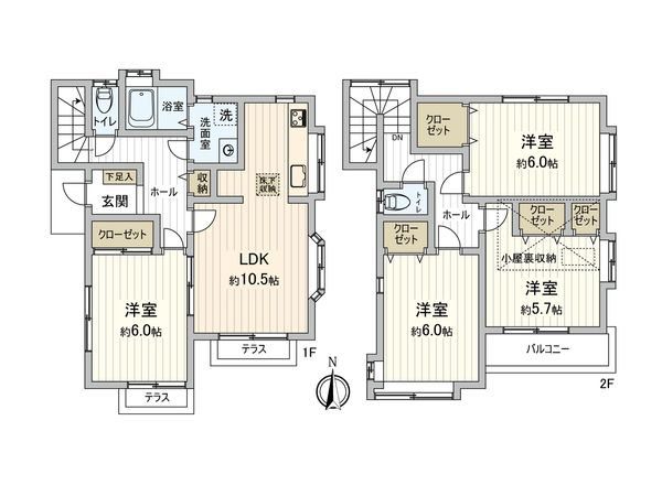 港南区上大岡東3丁目 戸建 間取図(平面図)