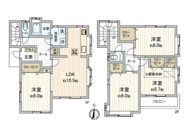 港南区上大岡東3丁目 戸建 間取図(平面図)