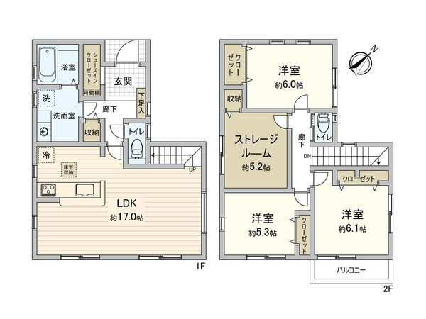 南区別所中里台 新築戸建 8号棟 間取図(平面図) 間取図(平面図)