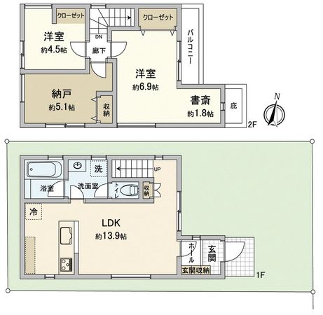 港南区上永谷1丁目 新築戸建B号棟 間取図(平面図) 港南区上永谷1丁目 新築戸建B号棟 間取図(平面図)