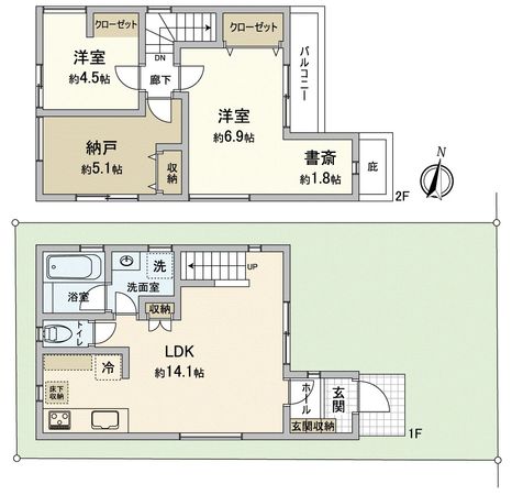 港南区上永谷1丁目 新築戸建A号棟 間取図(平面図) 港南区上永谷1丁目 新築戸建A号棟 間取図(平面図)