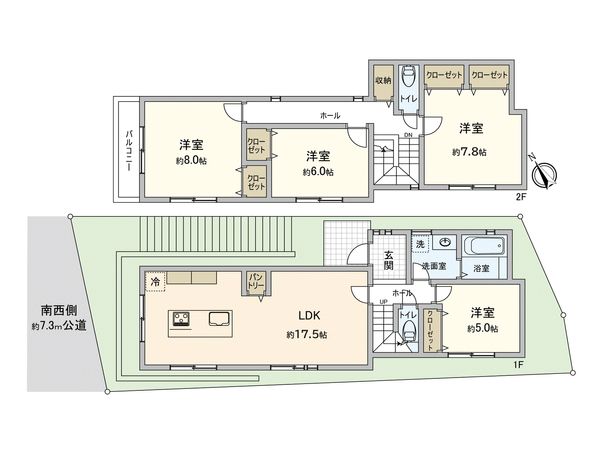 磯子区岡村2丁目 新築戸建 3号棟 間取図(平面図) 磯子区岡村2丁目 新築戸建 3号棟 間取図(平面図)