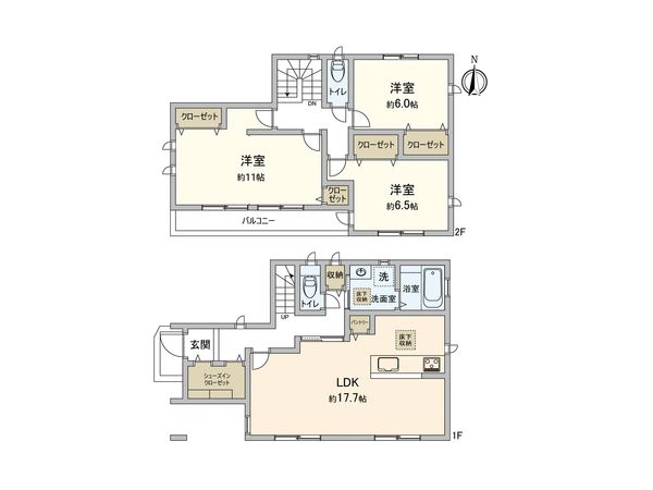 南区別所7丁目 新築戸建 1号棟 間取図(平面図) 間取図(平面図)