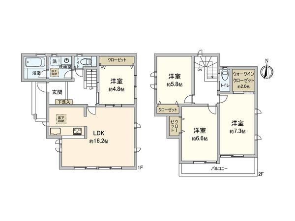 南区別所7丁目 新築戸建 2号棟 間取図(平面図) 間取図(平面図)
