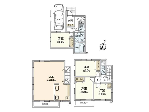 港南区芹が谷1丁目 新築戸建B号棟 間取図(平面図) 間取図(平面図)