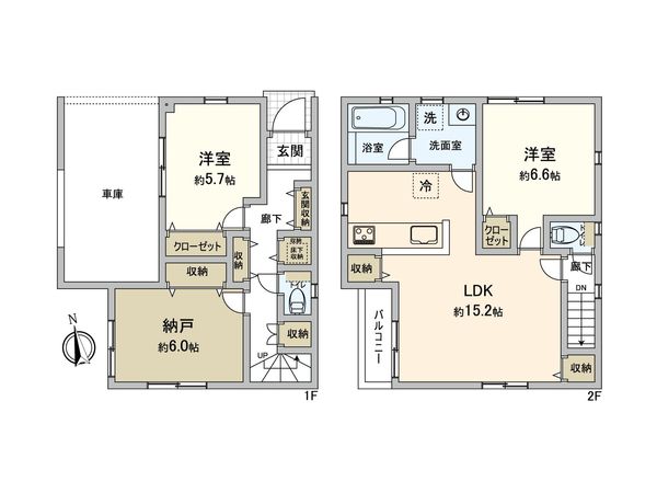 磯子区久木町 新築戸建 2号棟 間取図(平面図) 間取図(平面図)