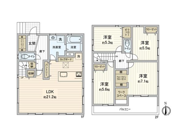 港南区上永谷5丁目 新築戸建 1号棟 間取図(平面図)