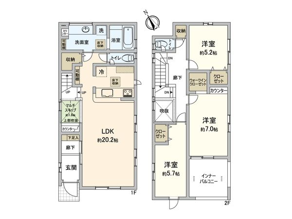 南区中里4丁目 新築戸建 1号棟 間取図(平面図) 間取図(平面図)