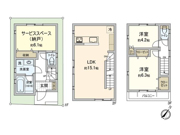 南区六ツ川1丁目 新築戸建 B号棟 間取図(平面図)