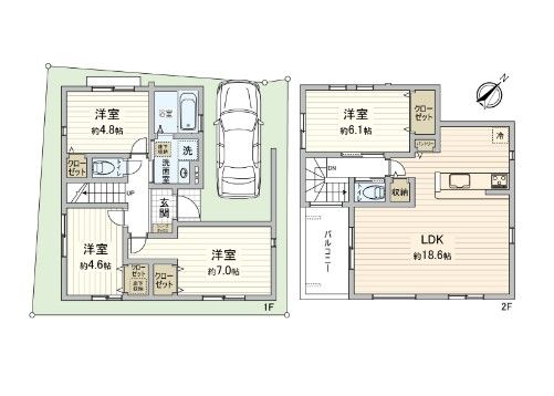 磯子区岡村4丁目 新築2号棟 間取図(平面図)