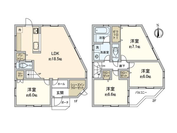 港南区大久保2丁目 新築戸建 間取図(平面図) 港南区大久保2丁目 新築戸建 間取図(平面図)