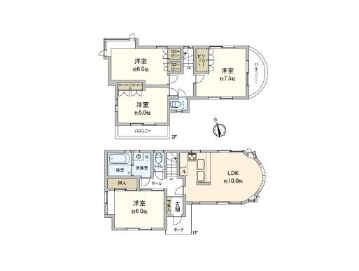 港南区笹下5丁目 戸建 間取図(平面図) 港南区笹下5丁目 戸建 間取図(平面図)