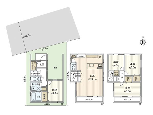 港南区上永谷1丁目 新築戸建A号棟 間取図(平面図) 港南区上永谷1丁目 新築戸建A号棟 間取図(平面図)