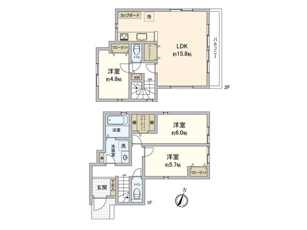 港南区港南1丁目 新築戸建 2号棟 間取図(平面図)