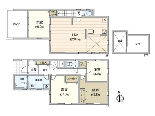 港南区大久保3丁目 新築戸建 間取図(平面図) 港南区大久保3丁目 新築戸建 間取図(平面図)