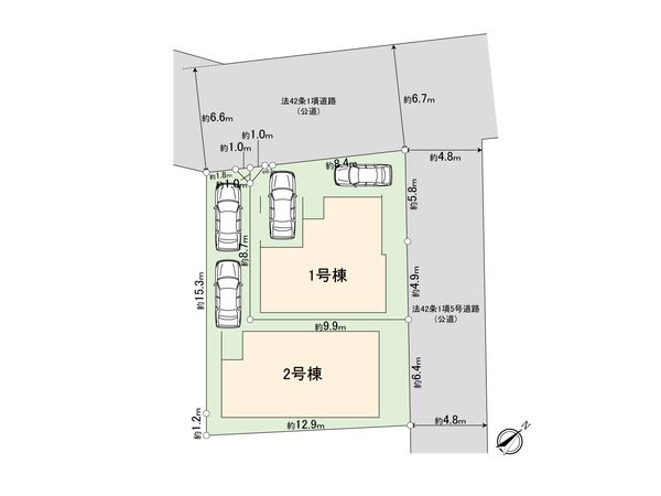 南区六ツ川2丁目 新築戸建 2号棟 全体区画図 南区六ツ川2丁目 新築戸建 2号棟 全体区画図