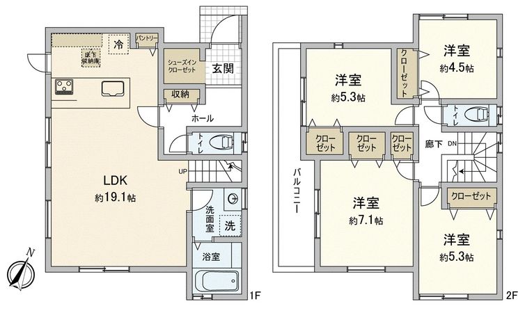 港南区笹下6丁目 新築戸建 間取図(平面図) 港南区笹下6丁目 新築戸建 間取図(平面図)