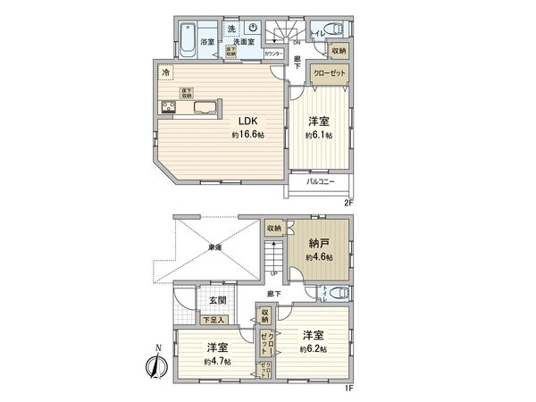港南区港南2丁目 新築戸建1号棟 間取図(平面図) 港南区港南2丁目 新築戸建1号棟 間取図(平面図)