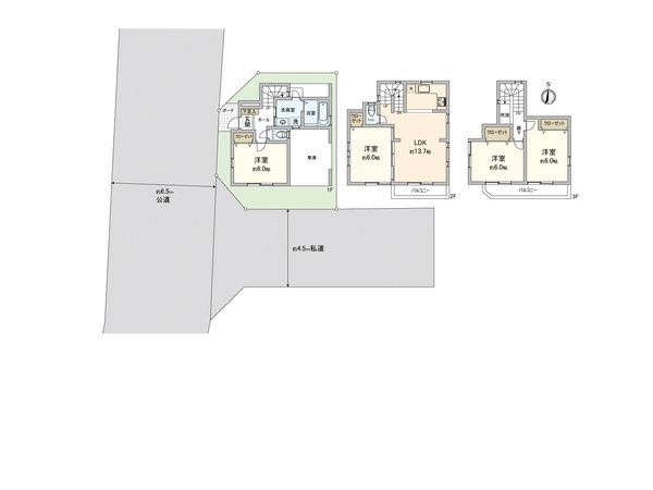 港南区大久保3丁目 戸建 間取図(平面図) 港南区大久保3丁目 戸建 間取図(平面図)