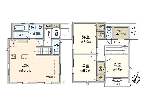 港南区日野2丁目 新築戸建 間取図(平面図) 港南区日野2丁目 新築戸建 間取図(平面図)