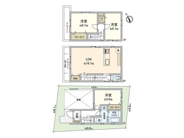 港南区港南6丁目 新築戸建 B号棟 間取図(平面図) 港南区港南6丁目 新築戸建 B号棟 間取図(平面図)