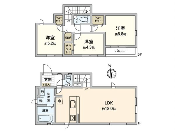 港南区東永谷3丁目 新築戸建 間取図(平面図) 港南区東永谷3丁目 新築戸建 間取図(平面図)