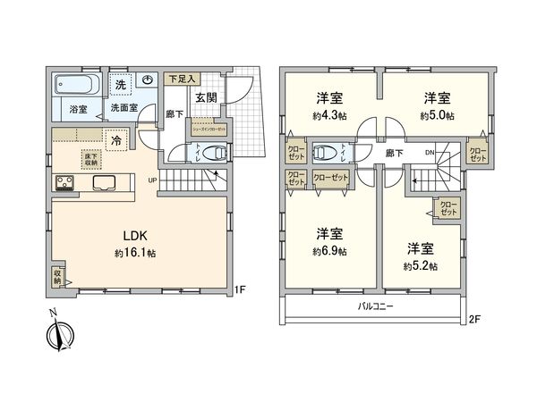 港南区上永谷4丁目 新築戸建 間取図(平面図) 港南区上永谷4丁目 新築戸建 間取図(平面図)