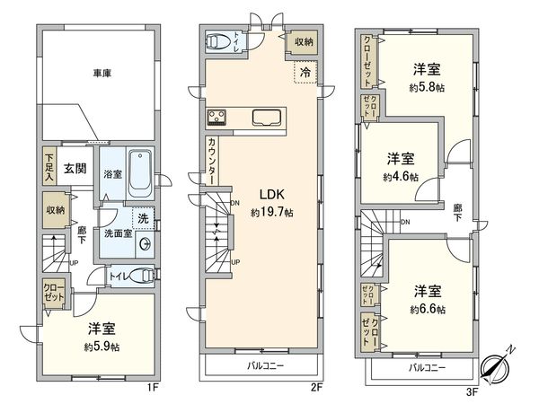 磯子区岡村5丁目 新築戸建A号棟 間取図(平面図) 磯子区岡村5丁目 新築戸建A号棟 間取図(平面図)