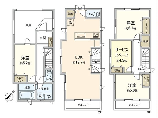 磯子区岡村5丁目 新築戸建B号棟 間取図(平面図) 磯子区岡村5丁目 新築戸建B号棟 間取図(平面図)