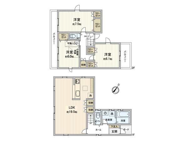 港南区東永谷1丁目 新築戸建 間取図(平面図) 港南区東永谷1丁目 新築戸建 間取図(平面図)