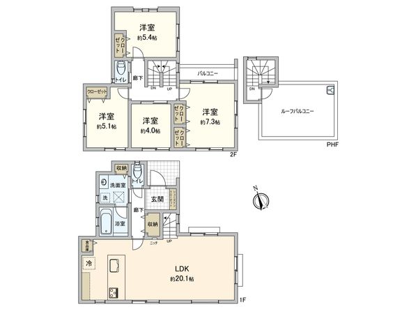 南区中里4丁目 新築戸建 5号棟 間取図(平面図) 南区中里4丁目 新築戸建 5号棟 間取図(平面図)