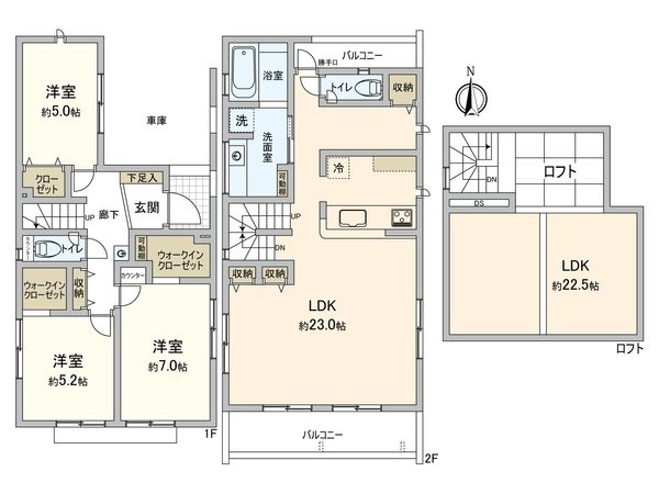 港南区大久保3丁目 新築戸建 2号棟 間取図(平面図) 港南区大久保3丁目 新築戸建 2号棟 間取図(平面図)