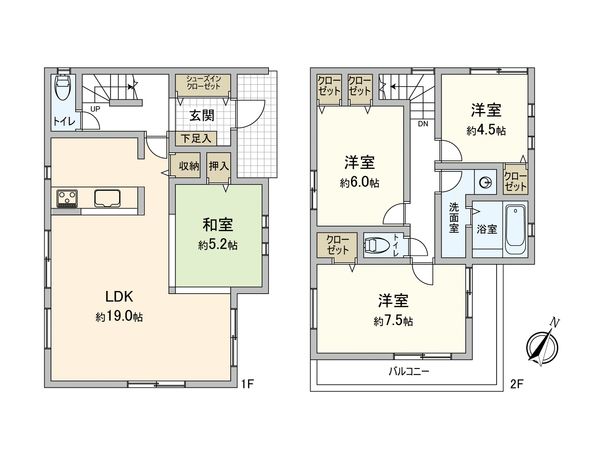 港南区日野2丁目 新築戸建 2号棟 間取図(平面図) 港南区日野2丁目 新築戸建 2号棟 間取図(平面図)