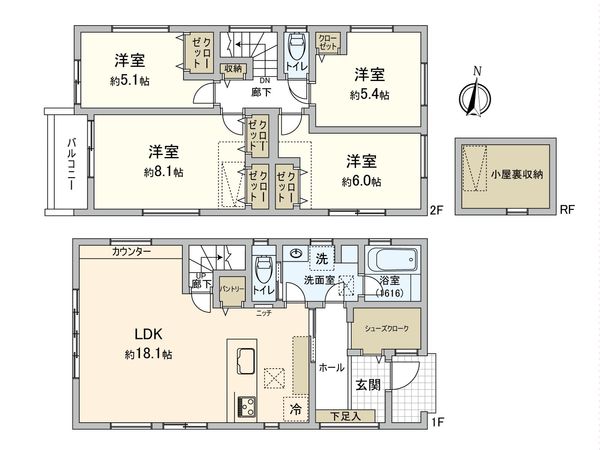 磯子区森が丘1丁目 新築戸建B号棟 間取図(平面図) 磯子区森が丘1丁目 新築戸建B号棟 間取図(平面図)