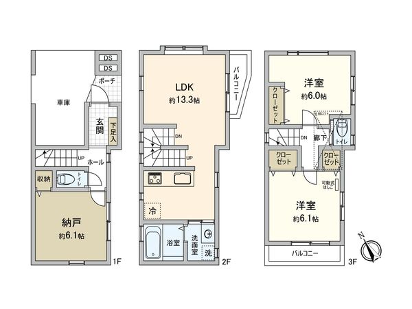 南区蒔田町 戸建 間取図(平面図) 南区蒔田町 戸建 間取図(平面図)