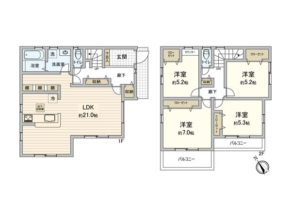 南区別所中里台 新築戸建 間取図(平面図) 南区別所中里台 新築戸建 間取図(平面図)