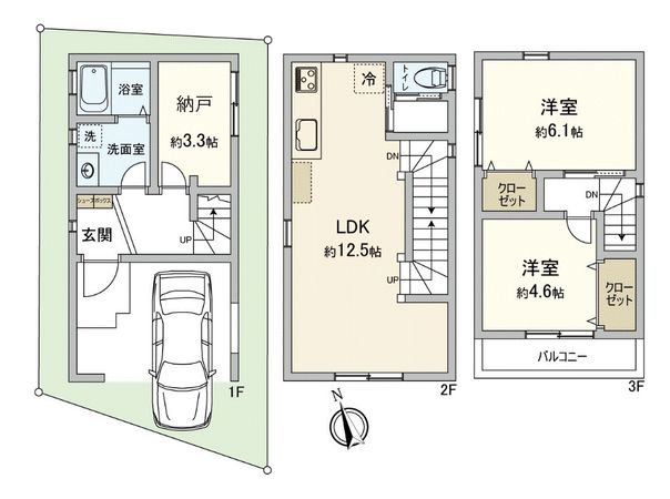 南区大岡3丁目 新築戸建 B号棟 間取図(平面図) 南区大岡3丁目 新築戸建 B号棟 間取図(平面図)