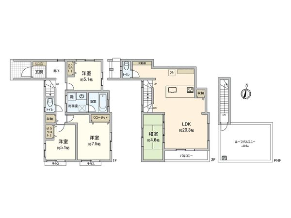 南区大岡3丁目 新築戸建 6号棟 間取図(平面図) 南区大岡3丁目 新築戸建 6号棟 間取図(平面図)