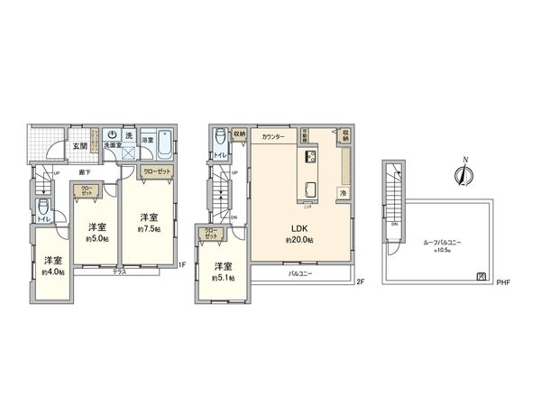南区大岡3丁目 新築戸建 7号棟 間取図(平面図) 南区大岡3丁目 新築戸建 7号棟 間取図(平面図)