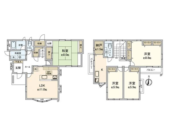 磯子区杉田2丁目 戸建 間取図(平面図) 磯子区杉田2丁目 戸建 間取図(平面図)