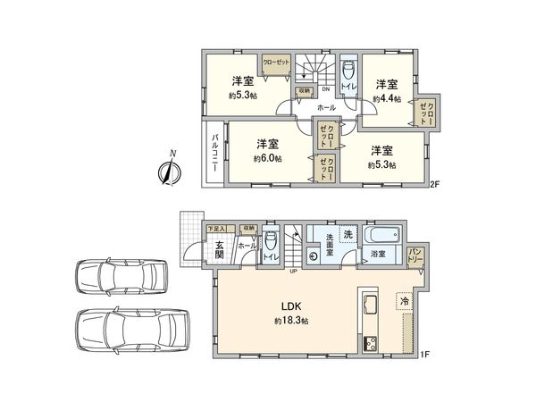 港南東永谷3丁目 新築戸建 1号棟 間取図(平面図) 港南東永谷3丁目 新築戸建 1号棟 間取図(平面図)