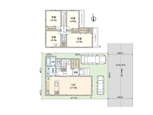 港南区東永谷3丁目 新築戸建 4号棟 間取図(平面図) 港南区東永谷3丁目 新築戸建 4号棟 間取図(平面図)