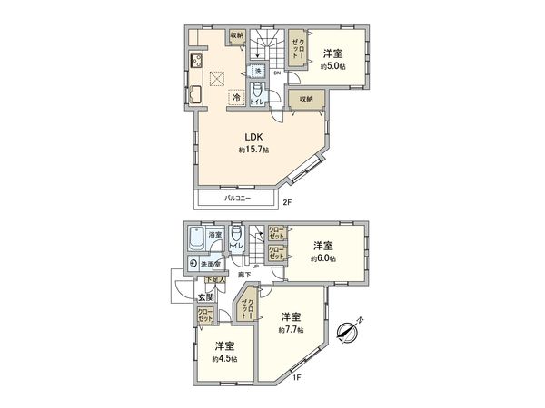 港南区笹下3丁目 戸建 間取図(平面図) 港南区笹下3丁目 戸建 間取図(平面図)