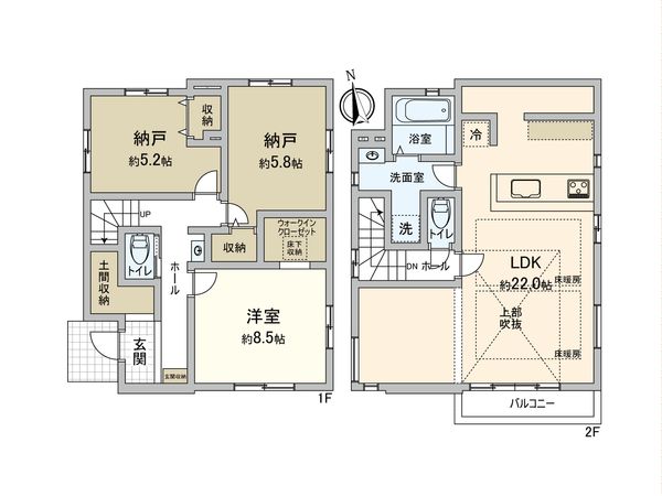 磯子区田中1丁目 新築戸建 2号棟 間取図(平面図)