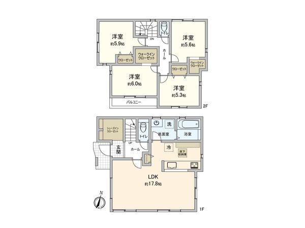港南区港南5丁目 新築戸建 2期 3号棟 間取図(平面図)