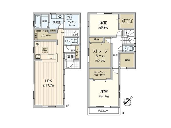 南区別所中里台 新築戸建 1号棟 間取図(平面図) 南区別所中里台 新築戸建 1号棟 間取図(平面図)