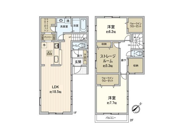 南区別所中里台 新築戸建 2号棟 間取図(平面図) 南区別所中里台 新築戸建 2号棟 間取図(平面図)